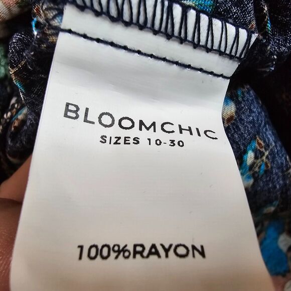Bloomchic Midi Dress Bandana Tassels Keyhole Neck Indigo Floral Plus Size 1X NWT - Picture 8 of 11